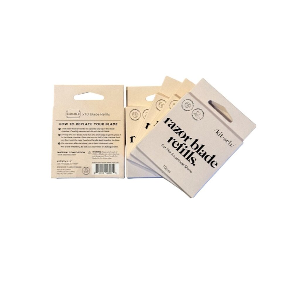 Kitsch Razor Blade Refills 5- 10-Pack Stainless Steel For Smoothest Shave Eco-Fr